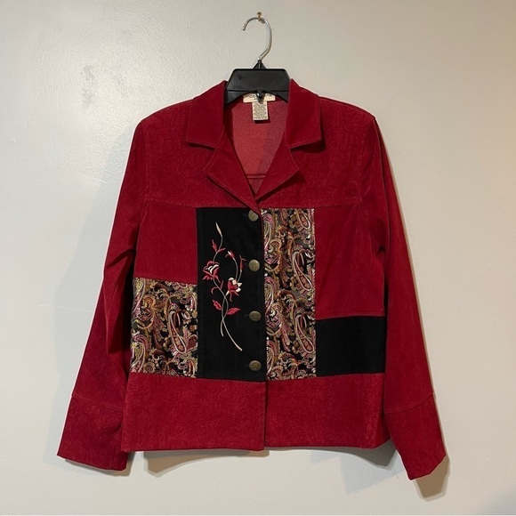 Notations Jackets & Blazers - Notations Women’s Paisley 4 Button Vintage Jacket In Red And Black Size PS Retro